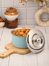 FNS Alwin Sky Blue Finish Stainless Steel Casserole with Lid (3000 ml)